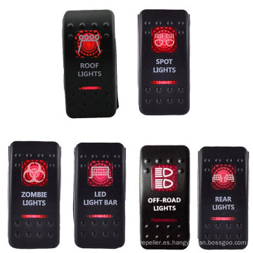 Bar Zombie Interruptor basculante de color rojo Luz LED dual Interruptor basculante para coche / barco / camión